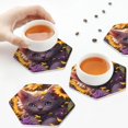 thumbnail image 7 of Pofeuu Sunshine Cute Cat Sunflower Print Leather Coasters Set of 6, Round Cups Mugs Mat Pad for Home Kitchen Heat Resistant Drink Coasters,Hexagon, 7 of 7
