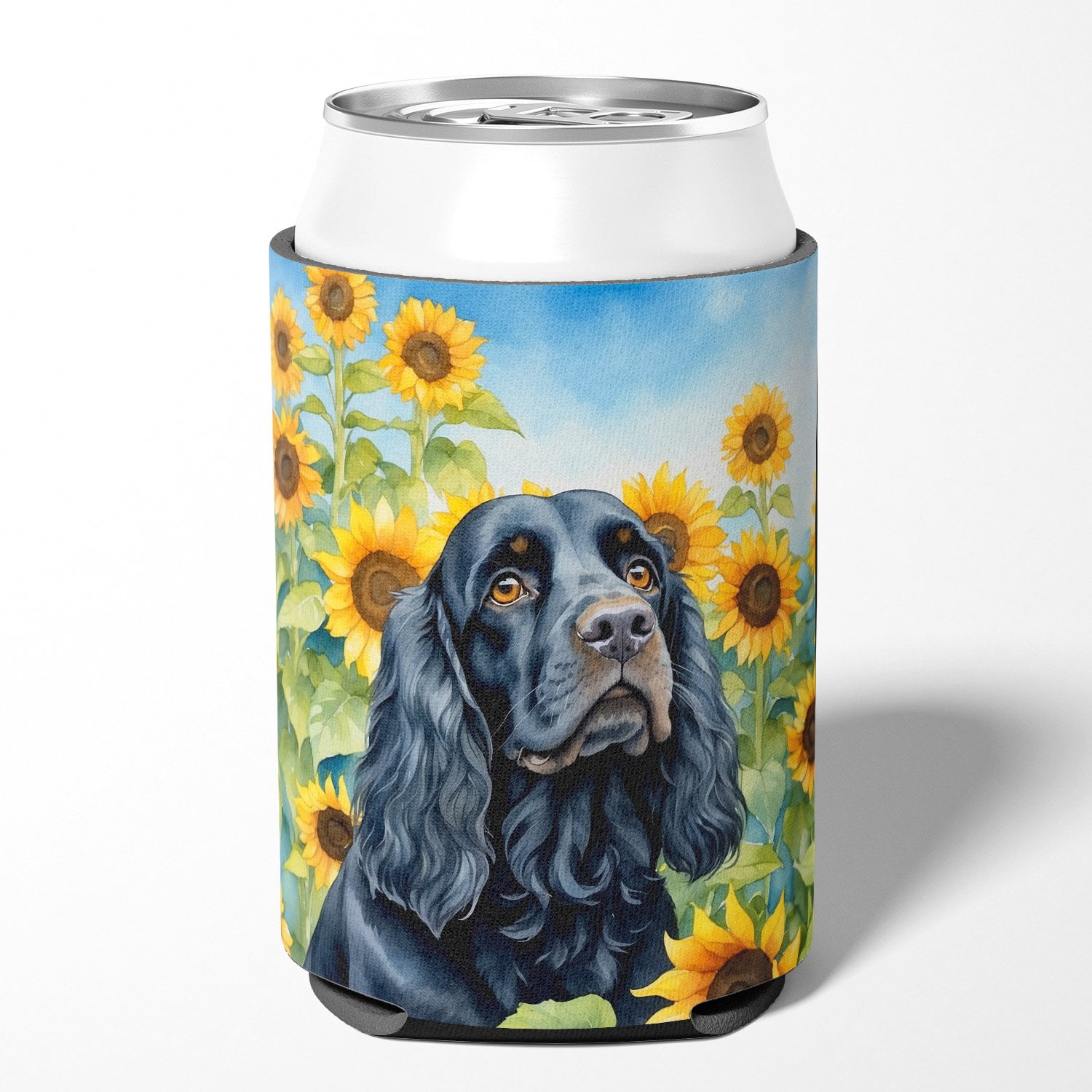 Cocker Spaniel in Sunflowers Can or Bottle Hugger 3 in x 5 in