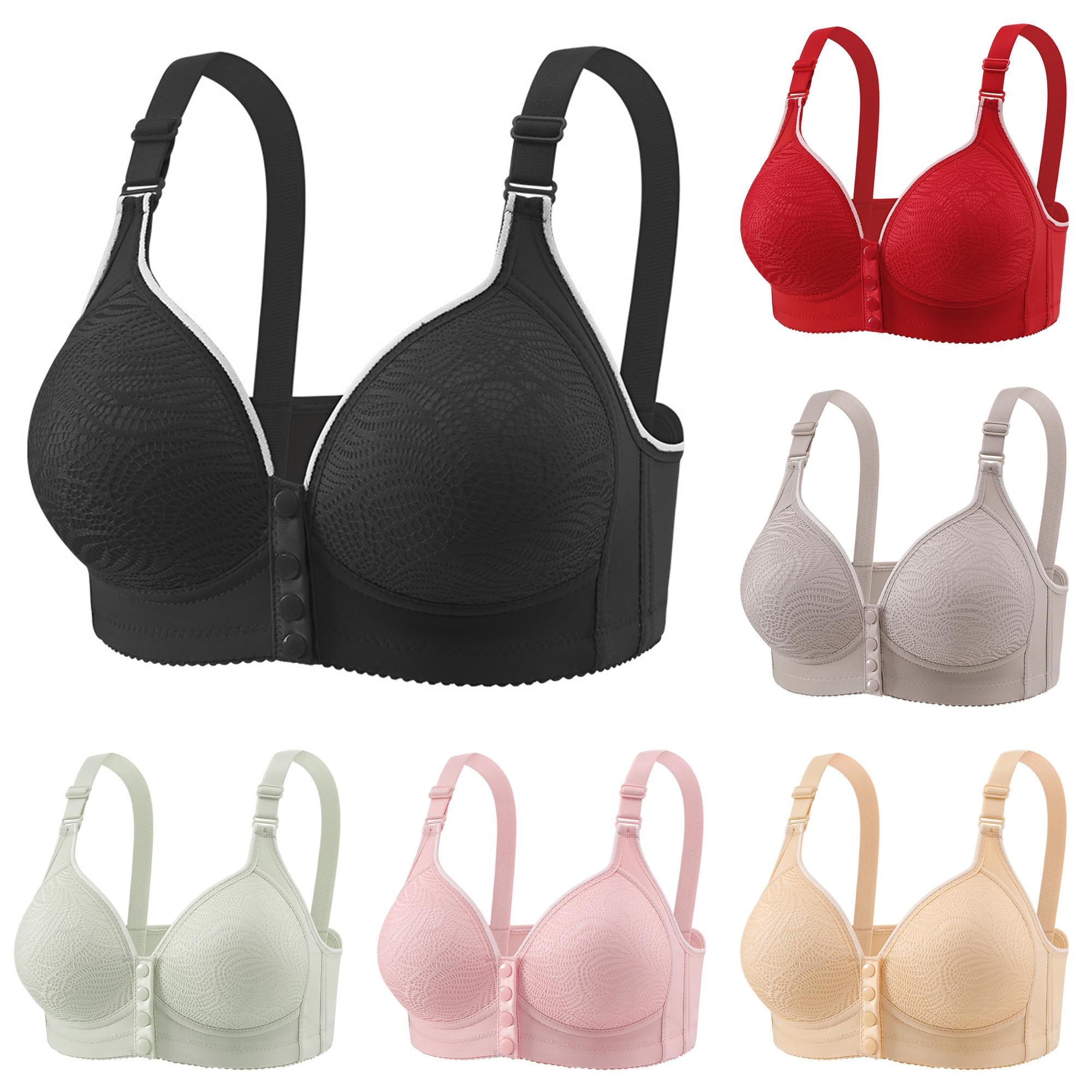 Huowey Bras For Women No Underwire Solid Color Mesh Front Button Maternity Nursing Bra Adjustable Wide Shoulder Straps Wireless Breathable Comfort Support Breastfeeding Brassiere,Black