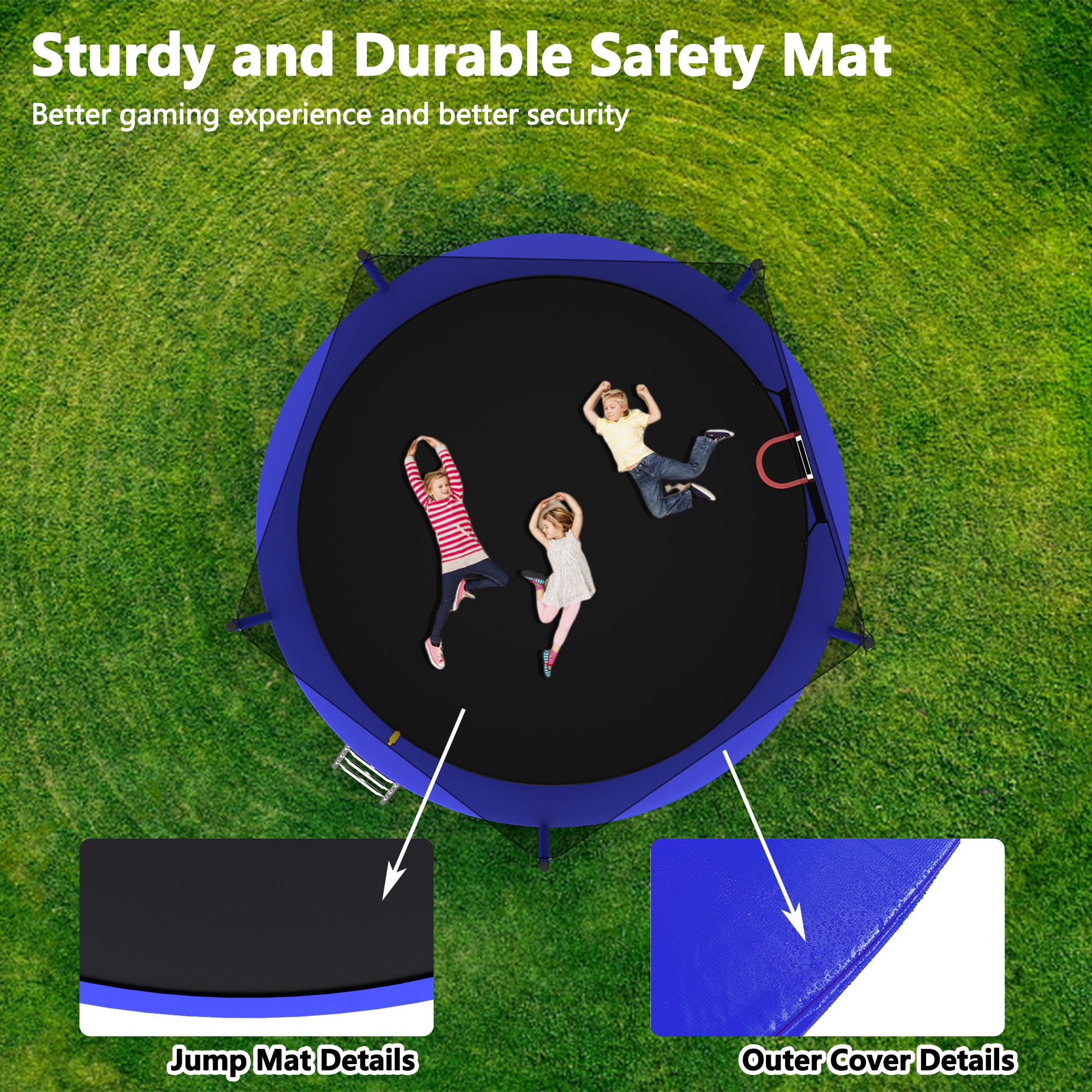 CASEMIOL 14FT Trampoline Outdoor for Kids and Adults, 1000 LBS Weight Capacity, with Enclosure Net, Basketball Hoop, and Ladder – Recreational Trampoline for Family Fun, Blue