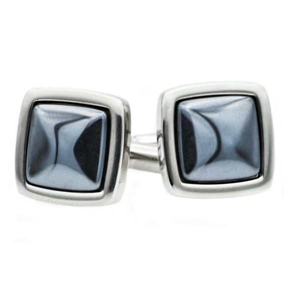 Arista Genuine Square Hematite Men's Cuff Links in Stainless Steel