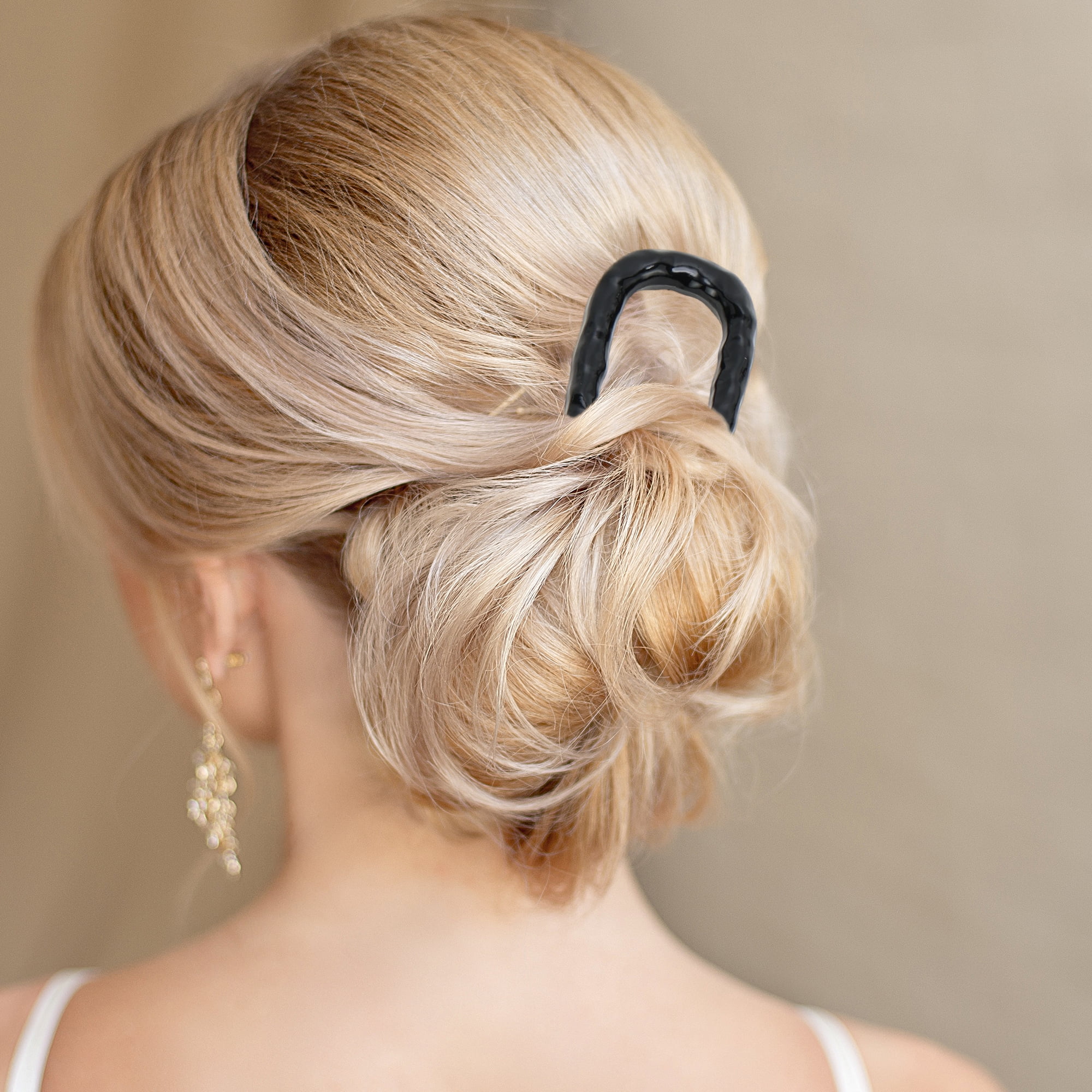 Unique Bargains U-shaped Texture Hair Pin for Women 1 Pc Black