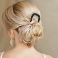thumbnail image 2 of Unique Bargains 1 Pc Hair Pin U-shaped Texture Hair Hairpin for Women Black, 2 of 5