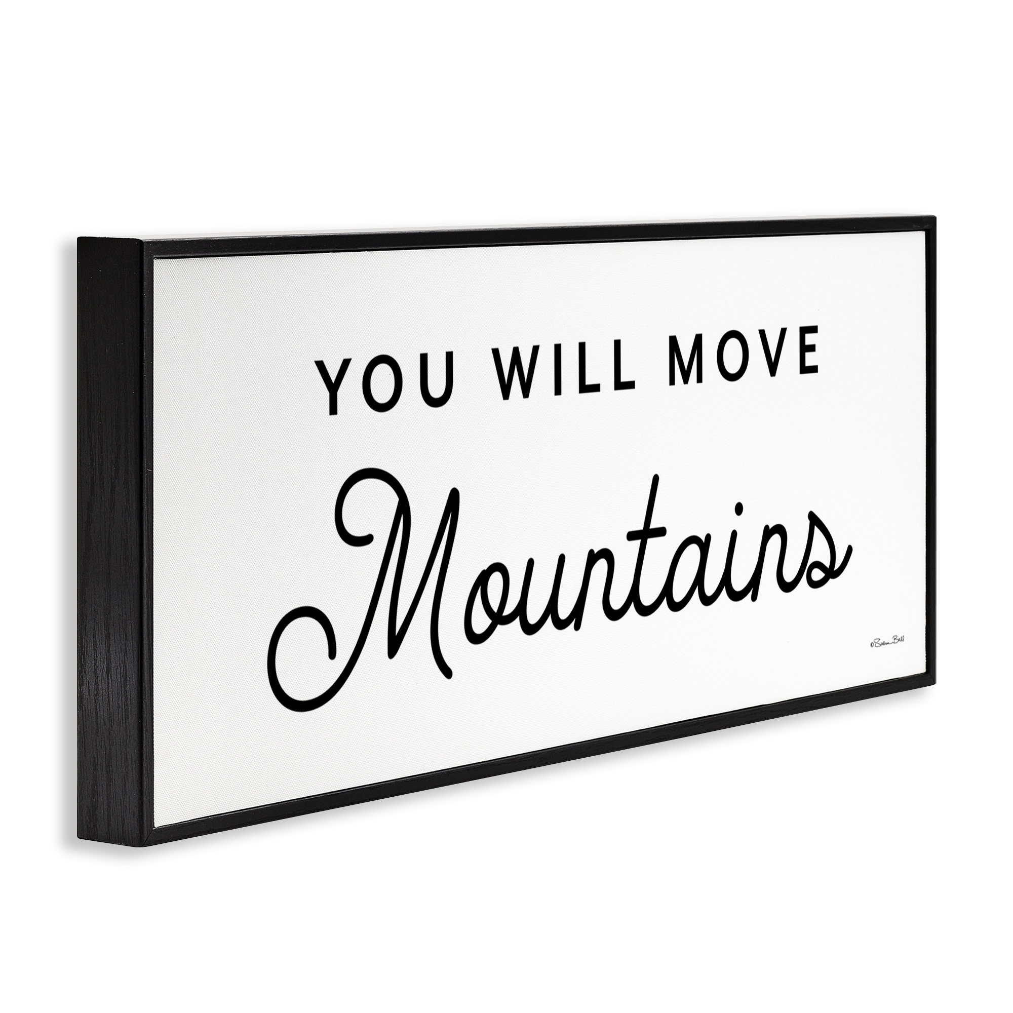 Stupell Industries You Will Move Mountains Typography Painting Black Framed Art Print Wall Art, 30 x 13
