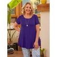 thumbnail image 5 of Plus Size Tops for Women Short Sleeve Shirts Casual Summer Clothes Round Neck Tunics for Leggings, 5 of 6