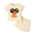 thumbnail image 3 of Shadoumai Girls Summer 2 Piece Outfits 5-14 Years Cute Ruffled Neck 1/4 Zip Short Sleeve Top and Shorts Casual Clothing Sets, 3 of 6