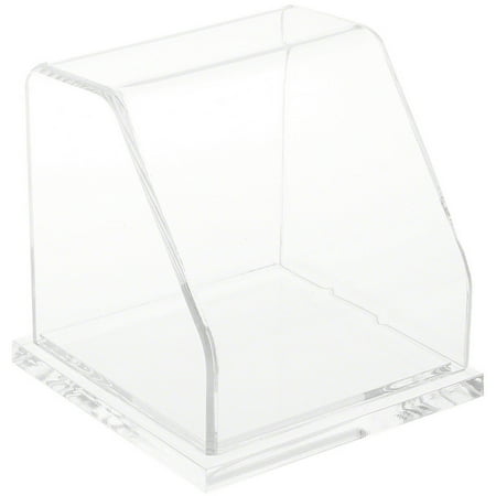 Plymor Clear Acrylic Slanted Front Display Case with Base, 4" x 4" x 4"