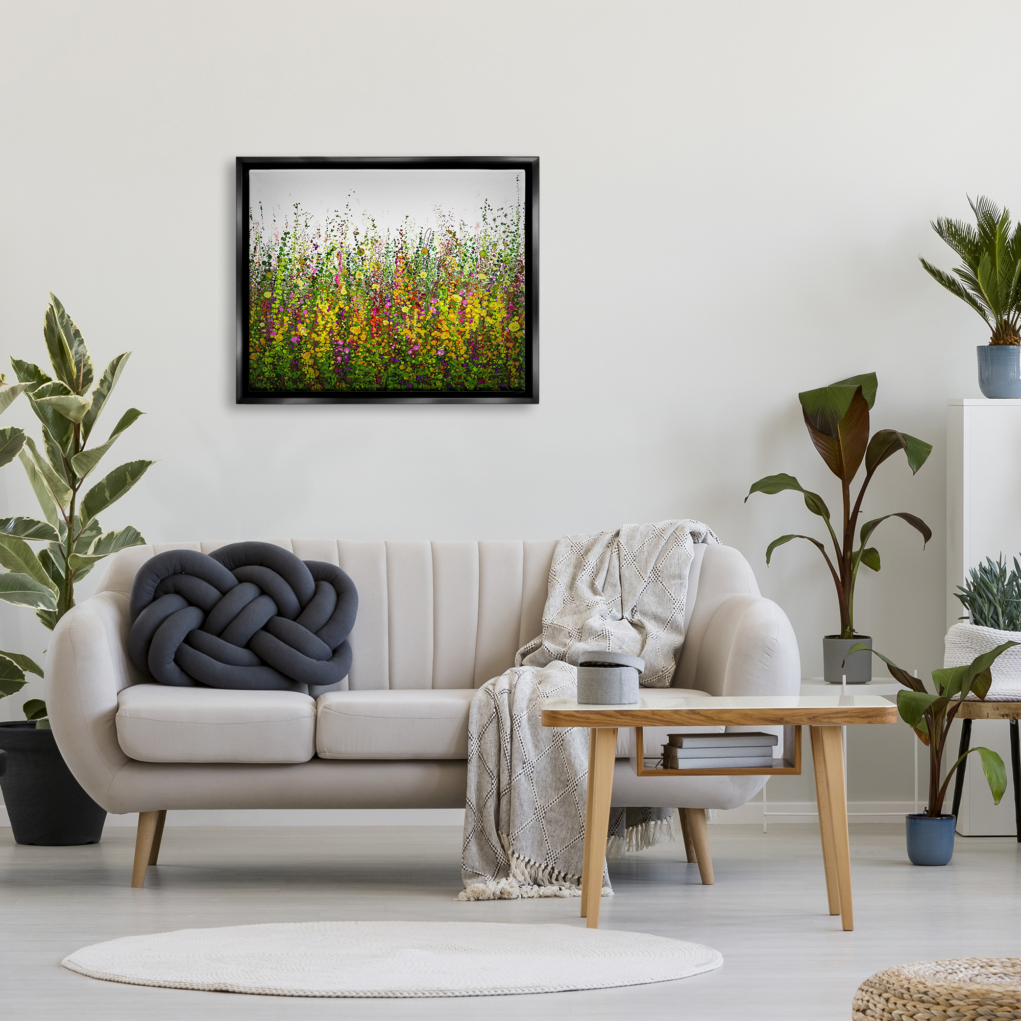 Stupell Industries Abstract Meadow Grasses Abstract Painting Black Floater Framed Art Print Wall Art, 31 x 25