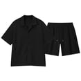 thumbnail image 6 of CHUMUD Men Summer Casual Shorts 2 Piece Outfits Sets Solid Short Sleeve Pocket Button Down Shirts Elastic Shorts Tracksuit, 6 of 6