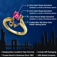 thumbnail image 2 of Gem Stone King 18K Yellow Gold Plated Silver Pink Created Sapphire Blue Created Sapphire and Black Diamond Ring for Women (1.63 Cttw, Heart Shape 6MM, Gemstone September Birthstone, Size 7), 2 of 6