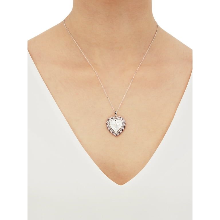 Sterling Silver Mother or Pearl Heart with CZ Paw Necklace Sterling Silver Mother or Pearl Heart with CZ Paw Necklace