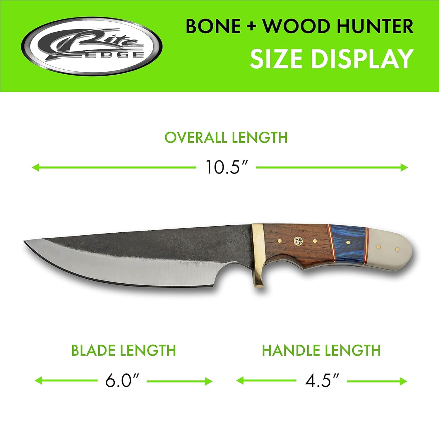 SZCO Supplies 10.5” Bone and Wood Handle Outdoor Fixed Blade Utility Knife with Leather Sheath
