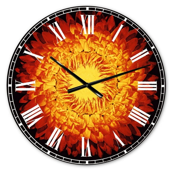 Designart 'Everlasting Straw Flower on Black ' Modern wall clock