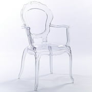 2xhome Clear Transparent Modern Ghost Chair Armchair Vanity Dining Room Lounge Acrylic Molded Mirrored Furniture Desk Vanity Dining With Arms Armchair Accent Desk Work Room Office, Set of 1, 1 piece