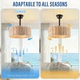 thumbnail image 4 of Maxax 19" Boho Caged Ceiling Fan with Light, Rattan Chandelier Ceiling Fan with Lights and Remote Control, 6 Speeds Reversible Timing Fandelier Ceiling Fan with Lights for Bedroom, Living Room, 4 of 7