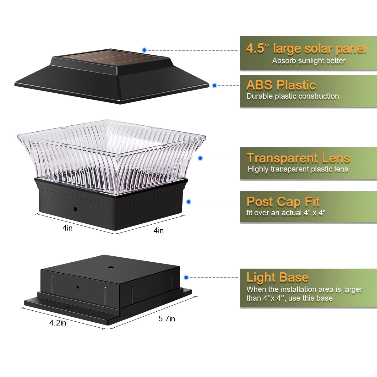 8 Pack Solar Post Cap Lights Outdoor, Waterproof LED for 4x4 Fence & Deck Posts
