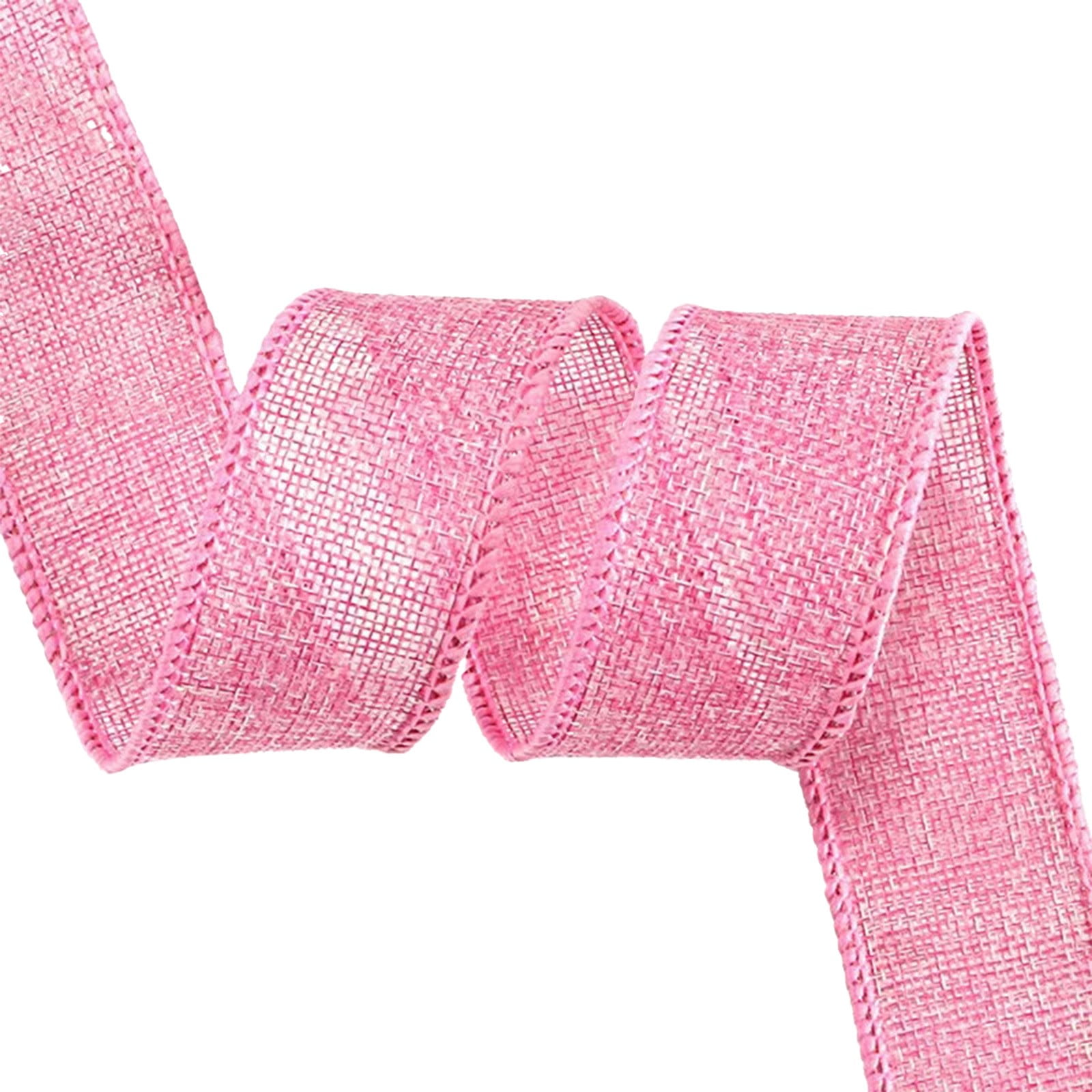 Pink Burlap Ribbon Wired 2 Inch Easter Ribbon Wrap DIY Bow for Valentine's Day Florist Door Wreaths Wedding Christmas Crafts Decoration Gift Box Packing Spring Summer Home Decor