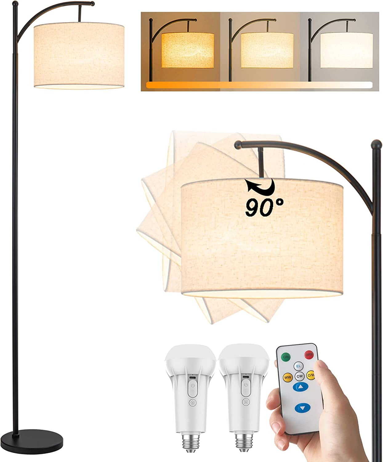 Battery Operated Cordless Floor Lamp with Remote Control For Bedroom