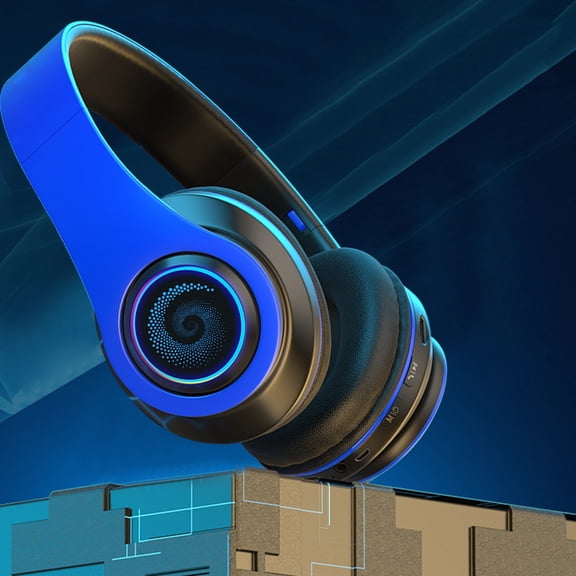 Back to School Gifts under $5 Wireless Bluetooth Headphones Over Ear With RGB Light And Mic 8 Hours Of Use Foldable Headset on Clearance