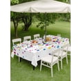 thumbnail image 4 of Outdoor Tablecloth with Umbrella Hole for Patio/Picnic/Party/Camping, Colorful Polka Dot Waterproof Table Cloth Rectangle Table Cover Washable, Cartoon Cute Abstract Graffiti (60"x 102"), 4 of 8