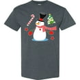 thumbnail image 3 of Inktastic Top Hat Snowman with Christmas Tree and Candy Cane T-Shirt, 3 of 5