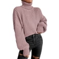 thumbnail image 4 of Suéter De Manga Larga Para Mujer Suéter De Cuello Alto Para Mujer Suéter De Punto Suéter De Cuello Alto Hombro Caído Suéter De Manga Larga Suéter Informal Para Mujer Rosa L ANGGREK  Otros, 4 of 5