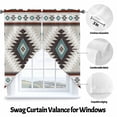 thumbnail image 3 of Aztec Southwestern Swag Curtain Valance for Windows, Ethnic Tribal Style Geometric Teal Grey Window Treatments Short Swag Topper for Kitchen Windows Bathroom Bedroom, 36"x45", 3 of 8