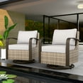 thumbnail image 3 of EAGLE PEAK Coastal Vista Outdoor Patio Wicker Swivel Glider Rocker Chair with Beige Cushion,Set of 2, 3 of 8