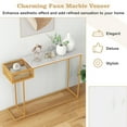 thumbnail image 5 of Resenkos Rectangular White Faux Marble Console Table with Storage-Gold, Narrow Console Table, Entryway Hall Table with Shelves for Foyer & Entry Spaces, 5 of 7