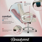 Beautyrest Beyla Ergonomic Manager Office Chair with Padded Armrest for Teens and Adults, Ivory