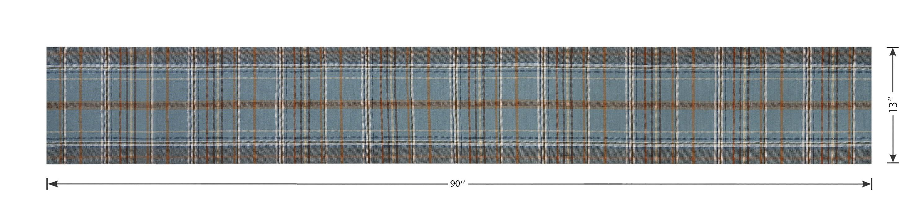 Harvest Plaid 13" x 90" Table Runner - 100% Cotton, Blue
