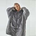 thumbnail image 1 of Extra Long Hoodie Blanket Oversized Soft Sherpa Fleece Giant Sweatshirt With Zip, 1 of 4