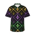 thumbnail image 1 of Fotbe Mardi Gra Geometric Camisa Hawaiana para Hombre Unisex – Camisa Casual de Verano con Botones de Manga Corta de Algodón y Lino,Medium, 1 of 7