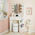 thumbnail image 5 of Pipleo Vanity Desk with Mirror and Lights, White Vanity Mirror with Lights with Large Drawer and 6 Level Storage, White Vanity with Large Led Mirror with 3 Color Lighting Modes, 5 of 8