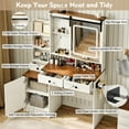 thumbnail image 4 of Mvvte Farmhouse Women Vanity Desk with Sliding Mirror and Lights, Rustic Big Makeup Table with Charging Station, Drawers, Cabinets, and Adjustable Shelves for Bedroom (White & Brown), 4 of 7
