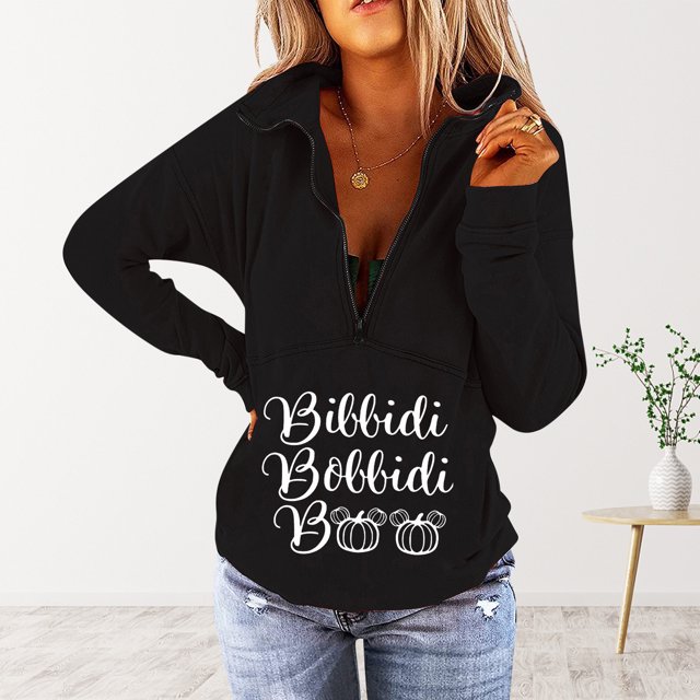 Mode Hoodies pour Femmes 2023 Mode et Confortable Décontracté Imprimé Manches Longues Patchwork Pull à Fermeture Éclair 50% de Réduction Liquidation Costumes Halloween/noël