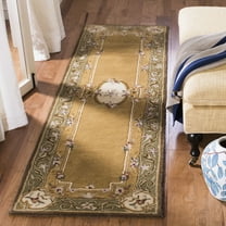 SAFAVIEH Classic Thomasina Floral Wool Runner Rug, Light Gold/Green, 2'3" x 10'