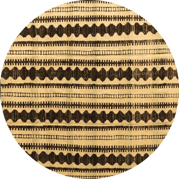 Ahgly Company Indoor Round Abstract Brown Modern Area Rugs, 8' Round