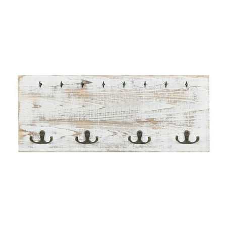 

2024 New Wall Mounted Entry Rack Key And Light Hanger With 16 Hooks White Solid Wood Finish Farmhouse Style Wall Rack