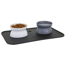 Kitty City Elevated Whisker-Friendly Cat Bowls, Dishwasher Safe Plastic with Non-Skid Placemat, 3-Pack
