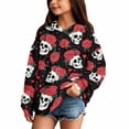 thumbnail image 2 of Grblisyd Halloween Girls Oversized Hoodies Skeleton Floral Print Pullover Sweatshirts Kids Fashion Casual Outfits Fall Winter Clothes, 2 of 5