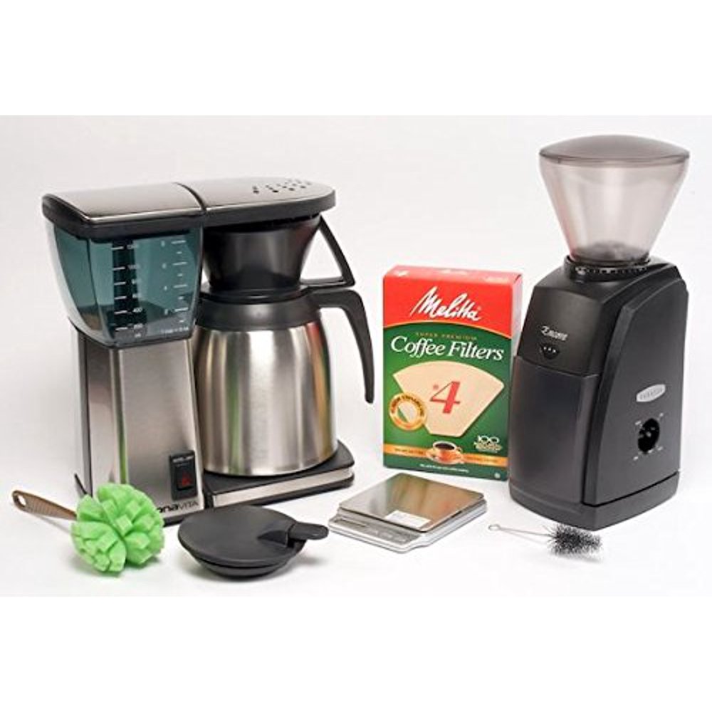 Grind & Brew Set 4 Items Baratza Encore Grinder, Bonavita BV1800TH Brewer, American Weigh