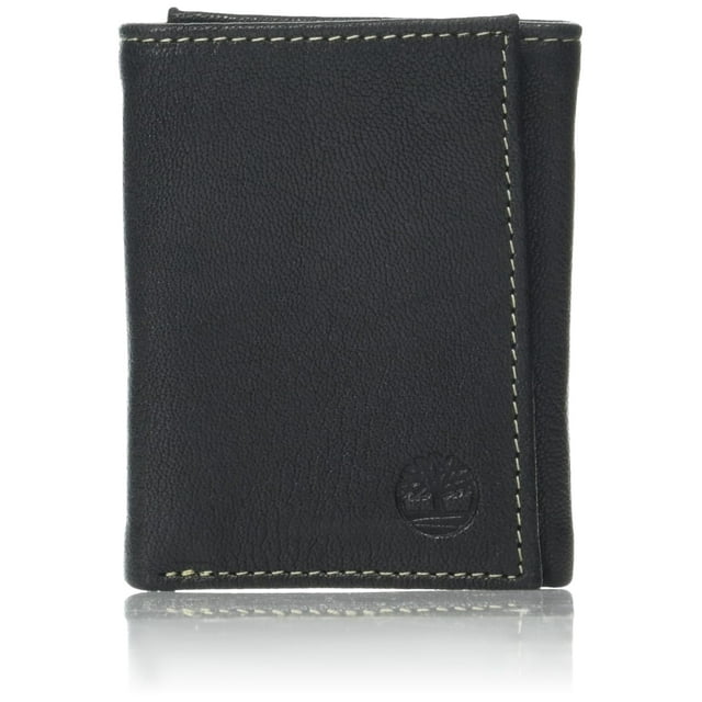 Cartera triple de piel Timberland con bloqueo RFID, negra