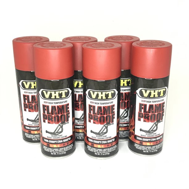 VHT SP1096 PACK High Temperature Flame Proof FLAT RED Header Spray
