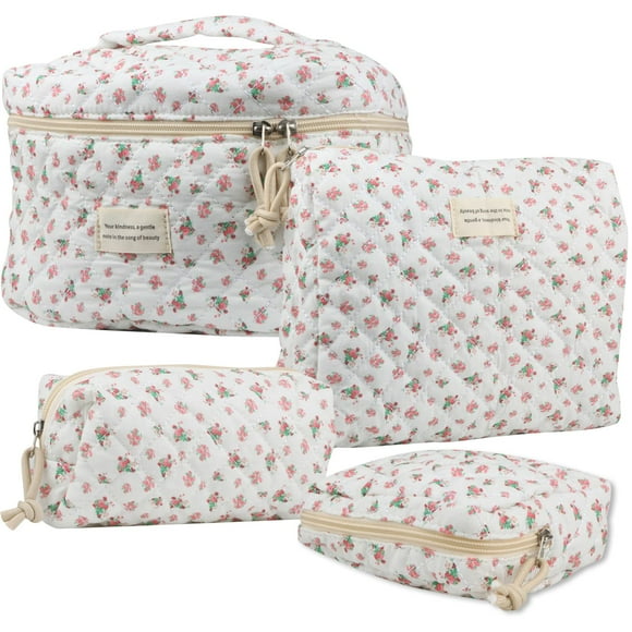 Bolsa de maquillaje NATINSA Cute para mujer, viajes y cosméticos, 4 unidades, roja