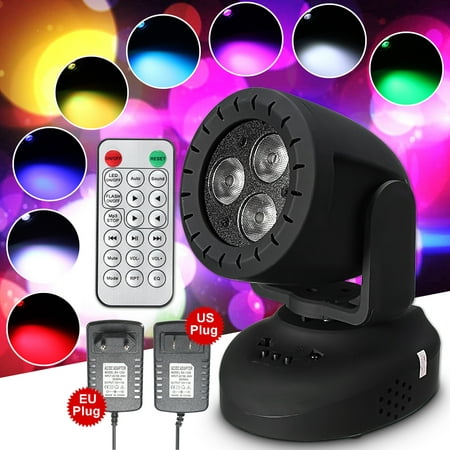 RGBW Disco DJ Stage Light LED Spot Moving Head Lights DMX Voice Control Multicolor Party Lighting US AC100V-240V With Remote Control, can be inserted USB Flash Disk and Momery