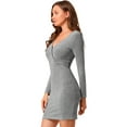 thumbnail image 1 of INSPIRE CHIC Robe Moulante Extensible à Manches Longues et Col en V Pailleté pour Femmes, 1 of 6