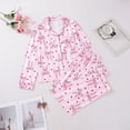 thumbnail image 2 of Tnhcen Women's Button Front Collar Print Long Sleeve Long Pants Pajama Set Modal Rayon Soft Sleepwear, Elastic Waist Comfort Fit, S-2XL Plus Size Women's Nightwear, 2 of 9
