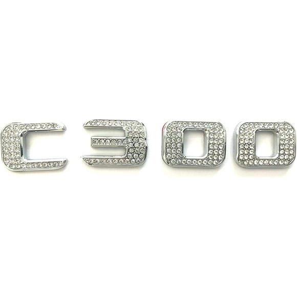 HAHADAXA Ice Out C300 Trunk Fender Side Badge Silver Bling Ring Emblem with Genuine Austrian Crystal for Mercedes Benz