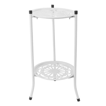NFTIGB 2 Tier Plant Stand Metal Double Layer Flower Shelf for Indoor Outdoor Balcony Entryway Multi-functional Iron Flower Pot Holder Rack, White, 19.69 inches / 50 cm